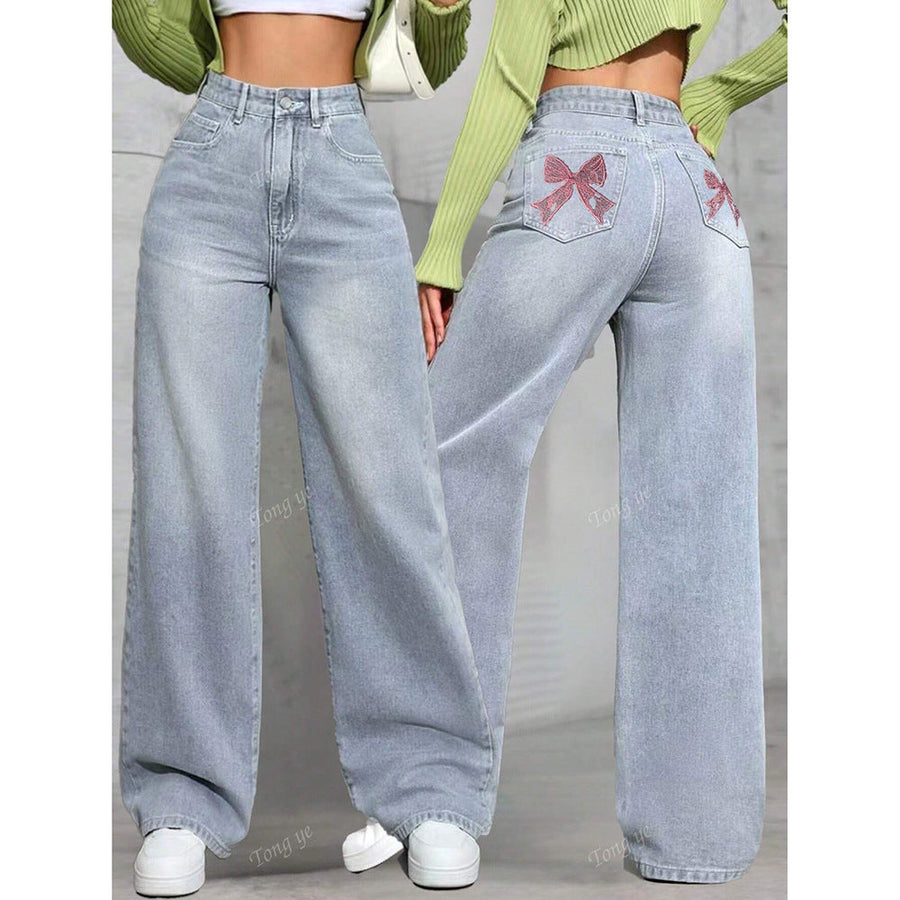 Céleste | High Waist Printed Straight Leg Jeans